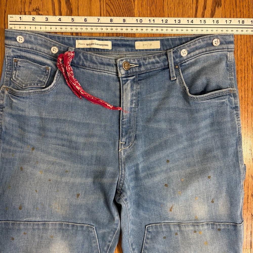 Anthropologie Pilcro Paint Splatter Bandana Cuffed Utility Carpenter Jeans (31) - Picture 10 of 13